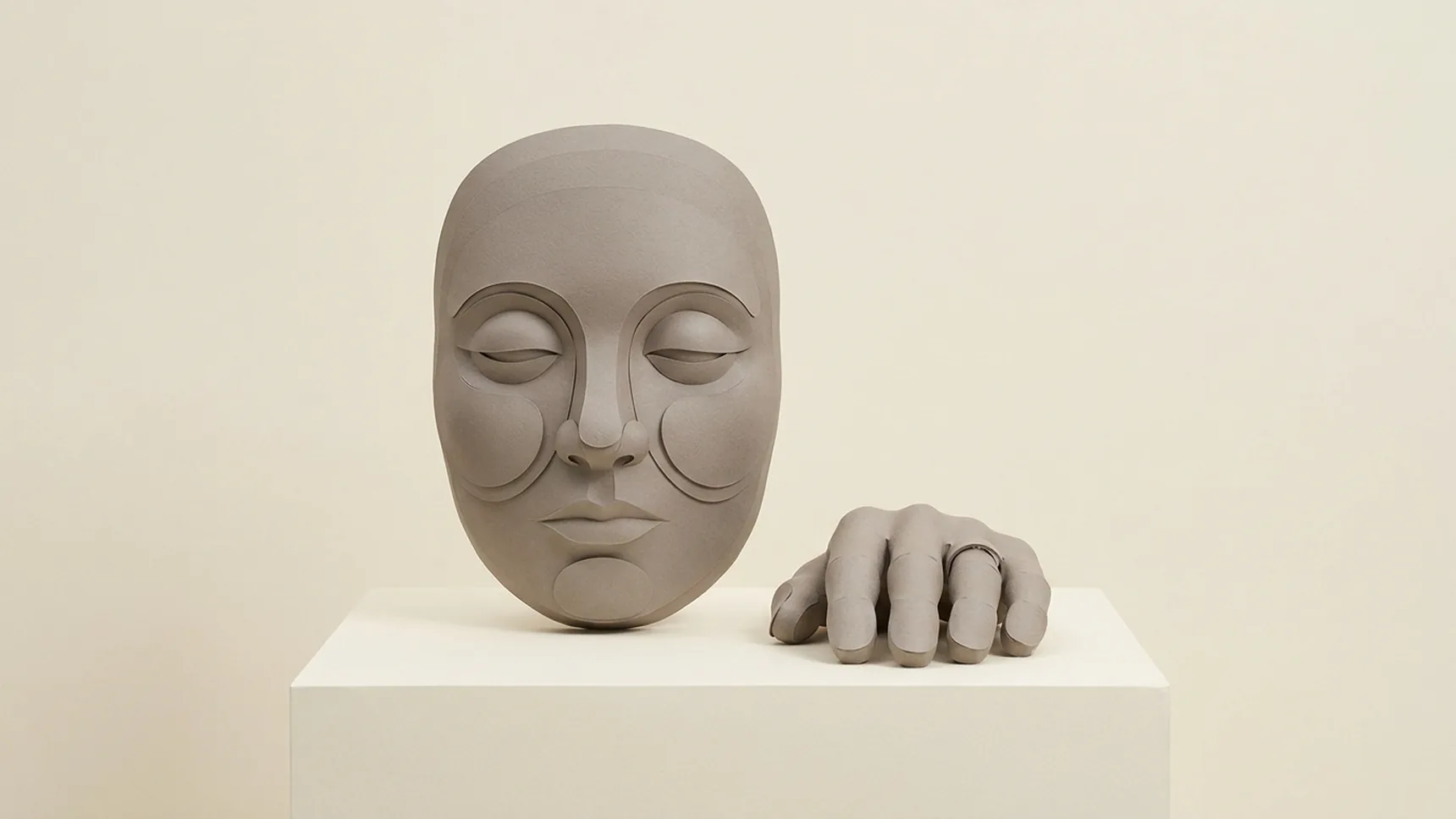 눈두덩과 볼이 부은 아침 얼굴과 반지가 끼인 손가락을 그린 종이 그림 — 얼굴 붓기